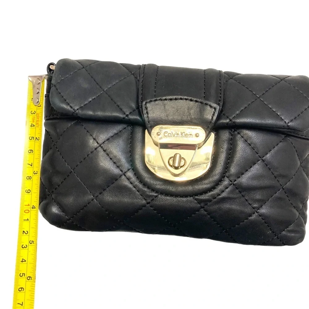Calvin Klein quilted black leather clutch bag